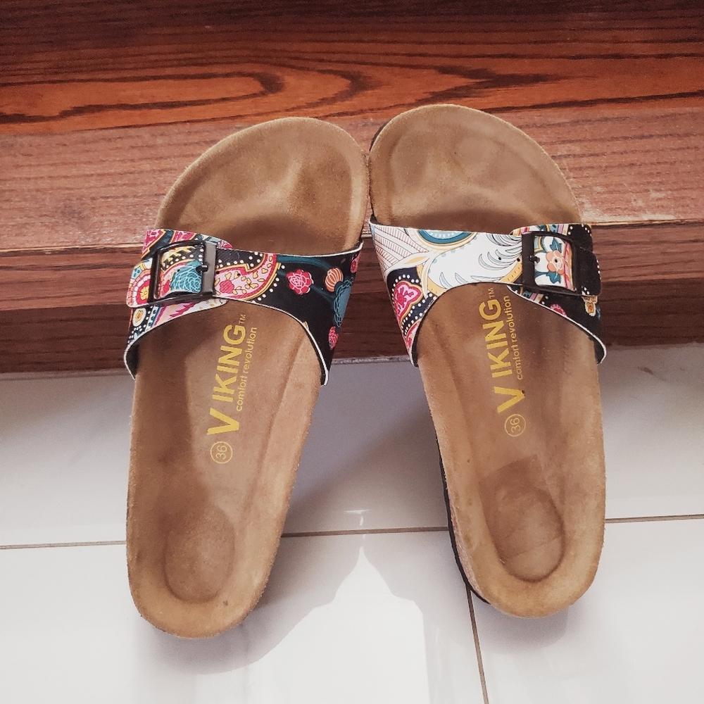 Limited Ed. Colorful Louise Paisley Print Cork Orthopedic Sandals - Picture 2 of 4